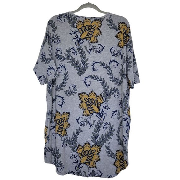LulaRoe Gray Blue/Yellow Paisley Design Irma Tunic Top M - Picture 2 of 6
